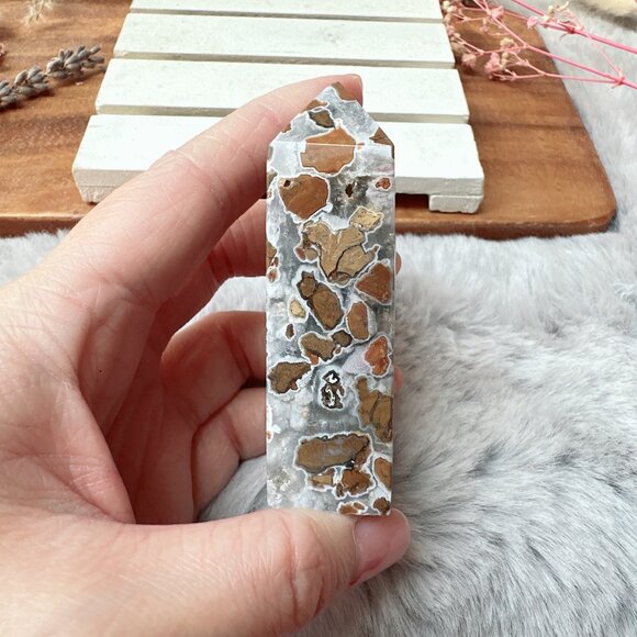 Beautiful Small Brecciated Jasper Tower Obelisk - Picture 6 of 6